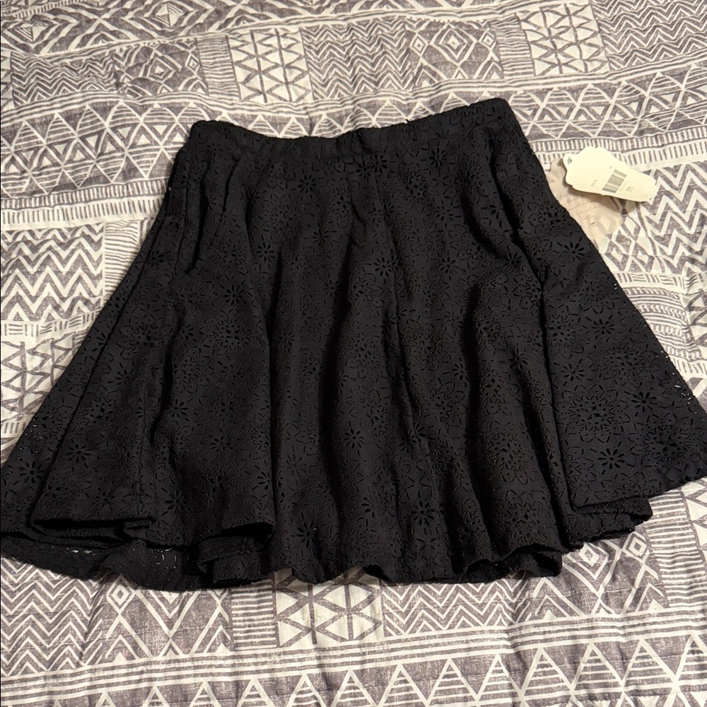 Altar'd State Black Floral Skater Skirt